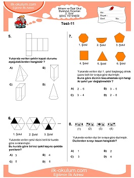 ilkokul 1. Sınıf Bilsem Zeka Testi 